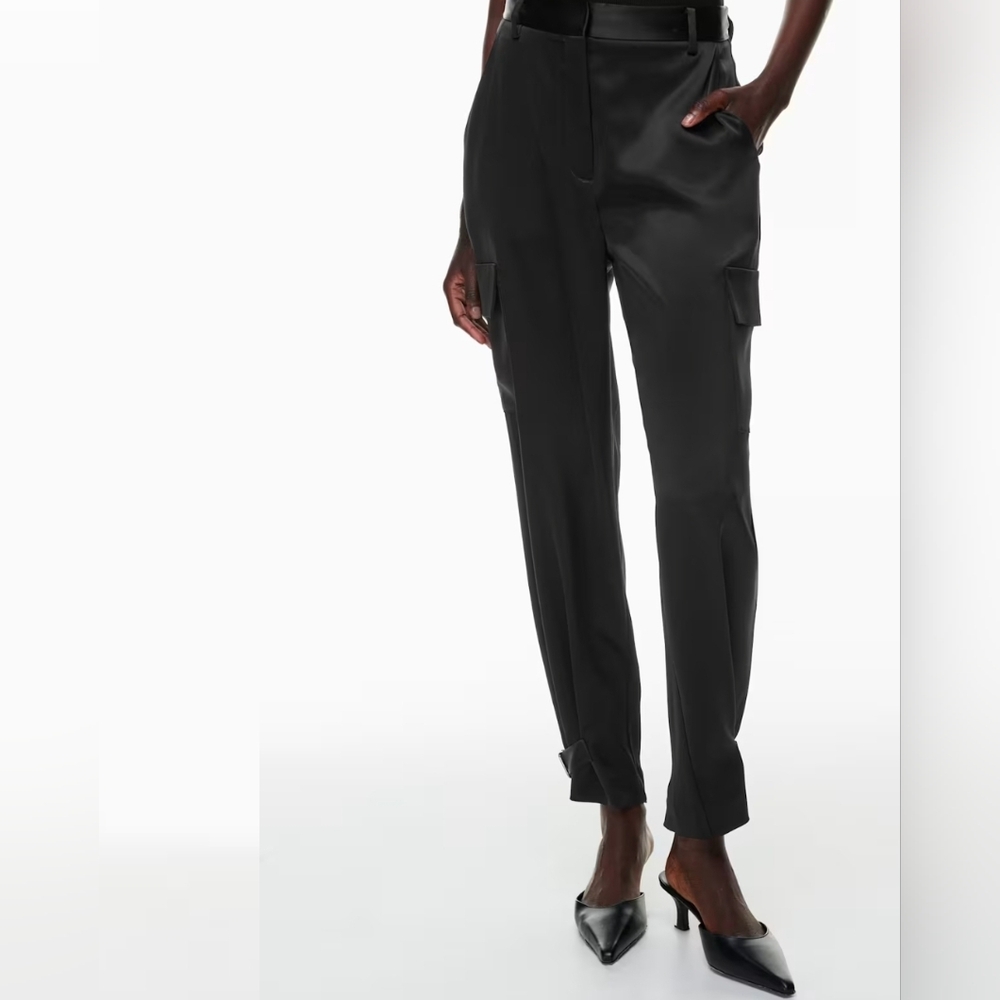 Aritzia Black Satin Effect Cargo Pants